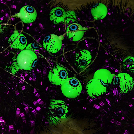 Halloween Eyeball String Lights, Halloween Decoration Cute Scary with 30 LED Eyeballs,Waterproof 8 Modes Twinkle Lights,Halloween Indoor/Outdoor for Party, House, Yard, Garden Decorations (Green)