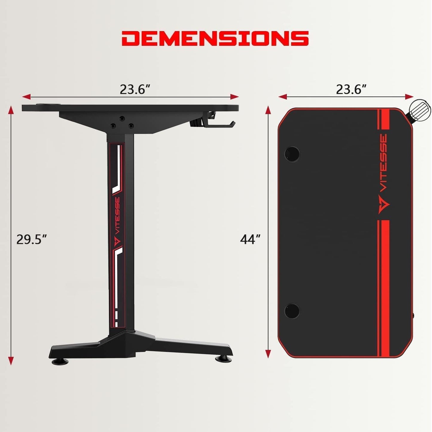 Ergonomic Gaming Desk, T-Shaped Office PC Computer Desk with Full Desk Mouse Pad, Gamer Tables Pro with Gaming Handle Rack, Stand Cup Holder&Headphone Hook (Carbon Fiber Black, 40 Inch)
