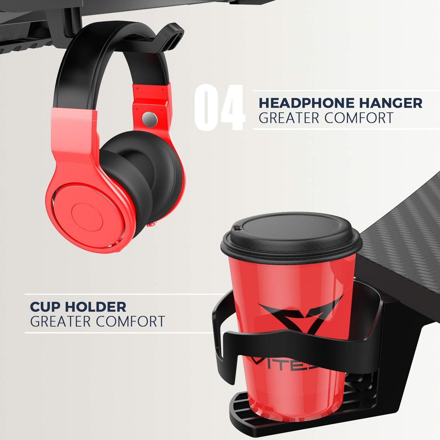 Ergonomic Gaming Desk, T-Shaped Office PC Computer Desk with Full Desk Mouse Pad, Gamer Tables Pro with Gaming Handle Rack, Stand Cup Holder&Headphone Hook (Carbon Fiber Black, 40 Inch)