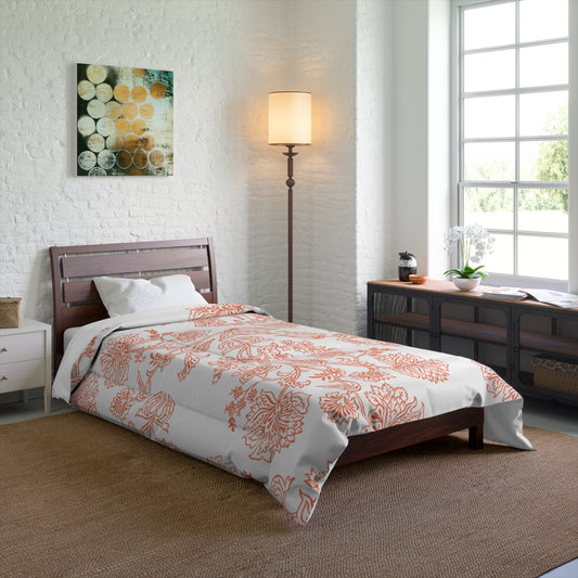 Orange floral Comforter