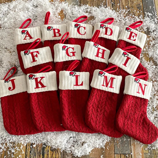 Christmas Alphabet Knitting Socks Christmas Tree Ornaments Christmas Decorations for Home 2025 Noel New Year 2026 Xmas Gift