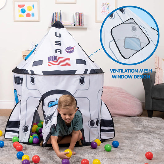 Rocket Ship Play Tent Pop up Play Tent Kids Indoor Outdoor Spaceship Playhouse Tent Set