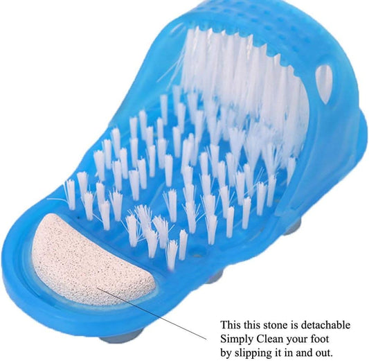 Bathroom Shower No Bending Feet Brush Foot Cleaning Bristle Slipper Washer Bath Scrubber Massager Stick on Floor