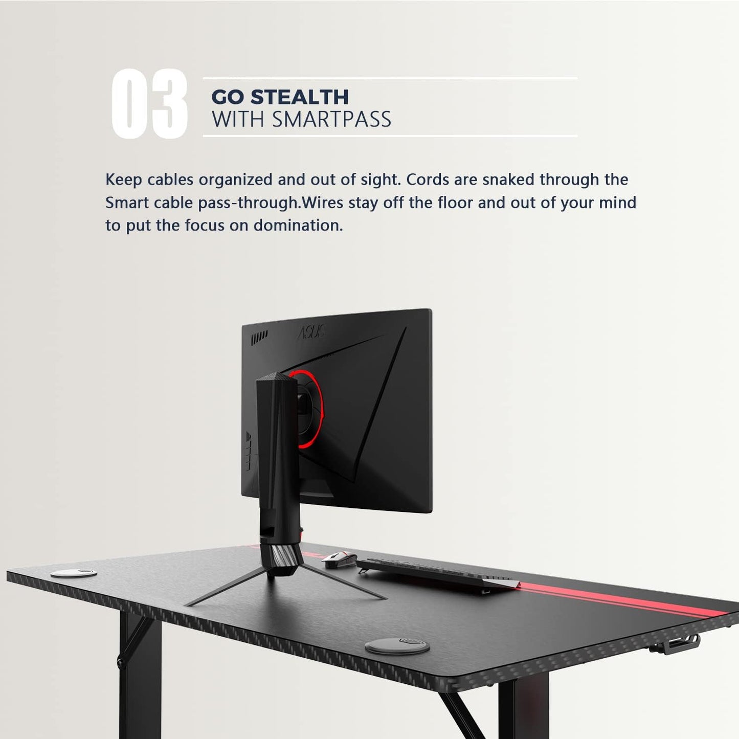 Ergonomic Gaming Desk, T-Shaped Office PC Computer Desk with Full Desk Mouse Pad, Gamer Tables Pro with Gaming Handle Rack, Stand Cup Holder&Headphone Hook (Carbon Fiber Black, 40 Inch)