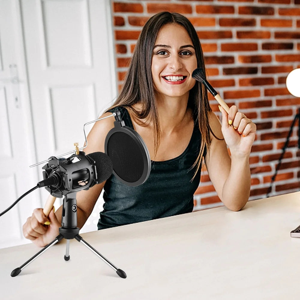 Pc/Phone Microphone,3.5Mm Plug+Play Home Recording Studio Equipment for Live Broadcast Conferencing Chatting
