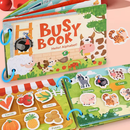 Montessori Baby Busy Book My First Quiet Book Paste Early Learning Education Toy Children Toy Matching Game for Babies 2 3 Years
