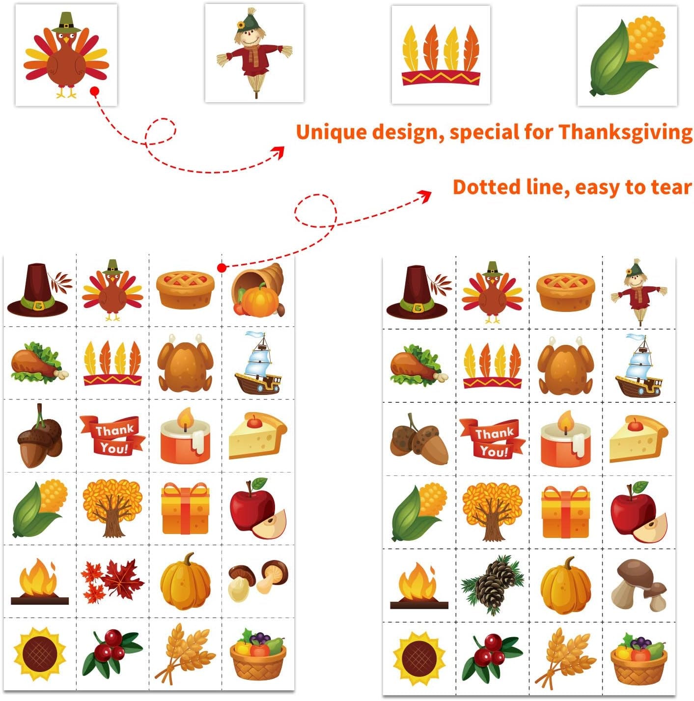 Thanksgiving Bingo Game - 24 Player Cards, Family & Toddler Friendly, Classroom Party Activities