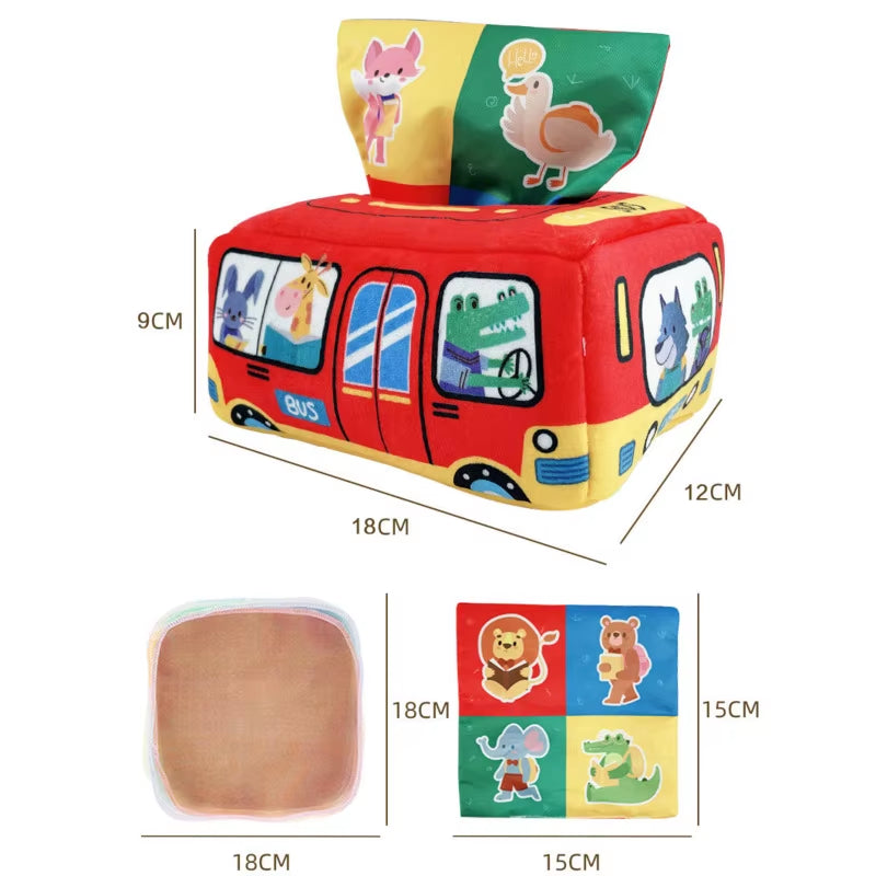 Baby Tissue Box Montessori Educational Toys Colorful Soft Sensory Toy for Toddler Finger Exercise Pumping Silk Scarf Gifts 0-18M