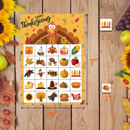 Thanksgiving Bingo Game - 24 Player Cards, Family & Toddler Friendly, Classroom Party Activities