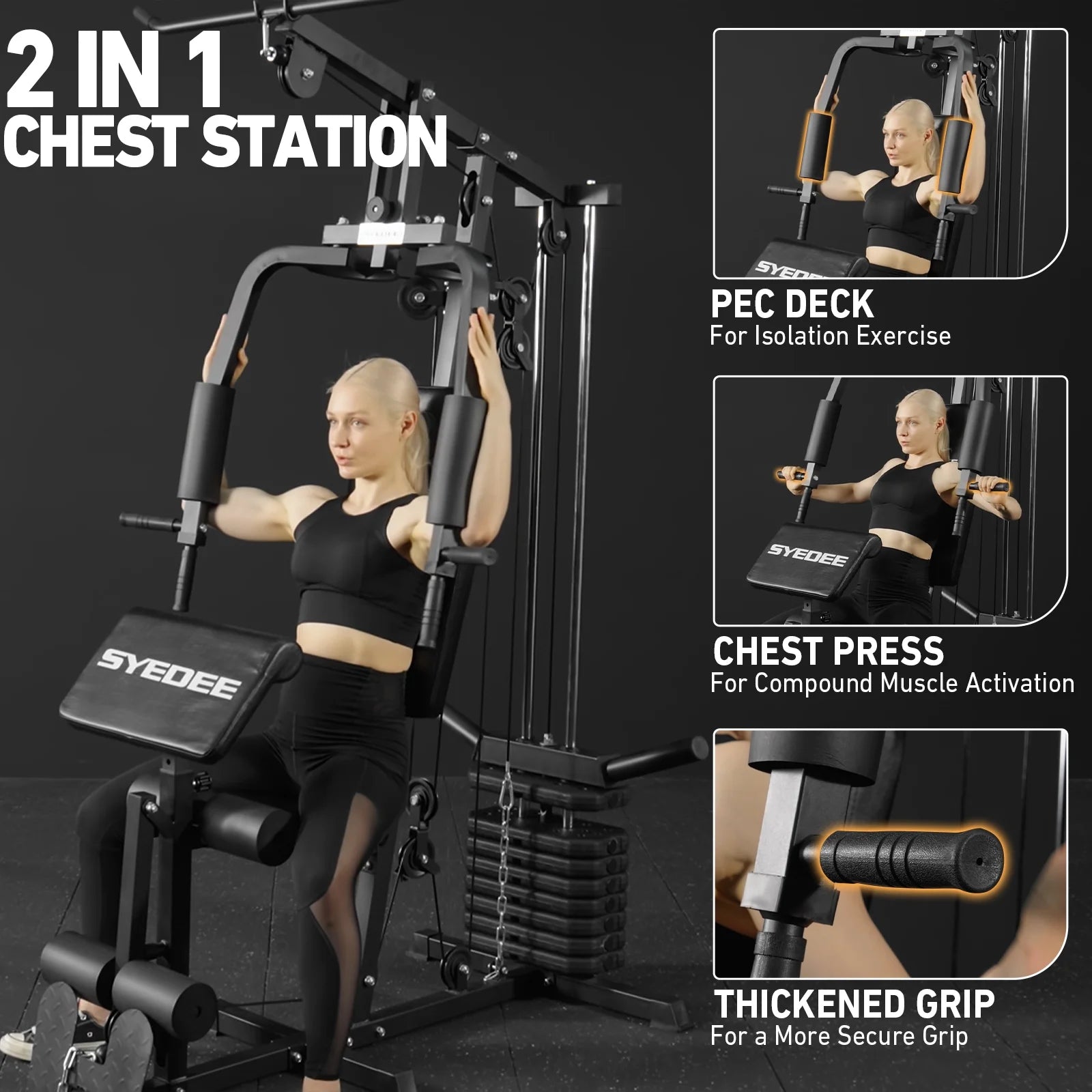 Home Gym Workout Station, Full Body Traning Weight Cable Machine with 138Lbs Weight Stack