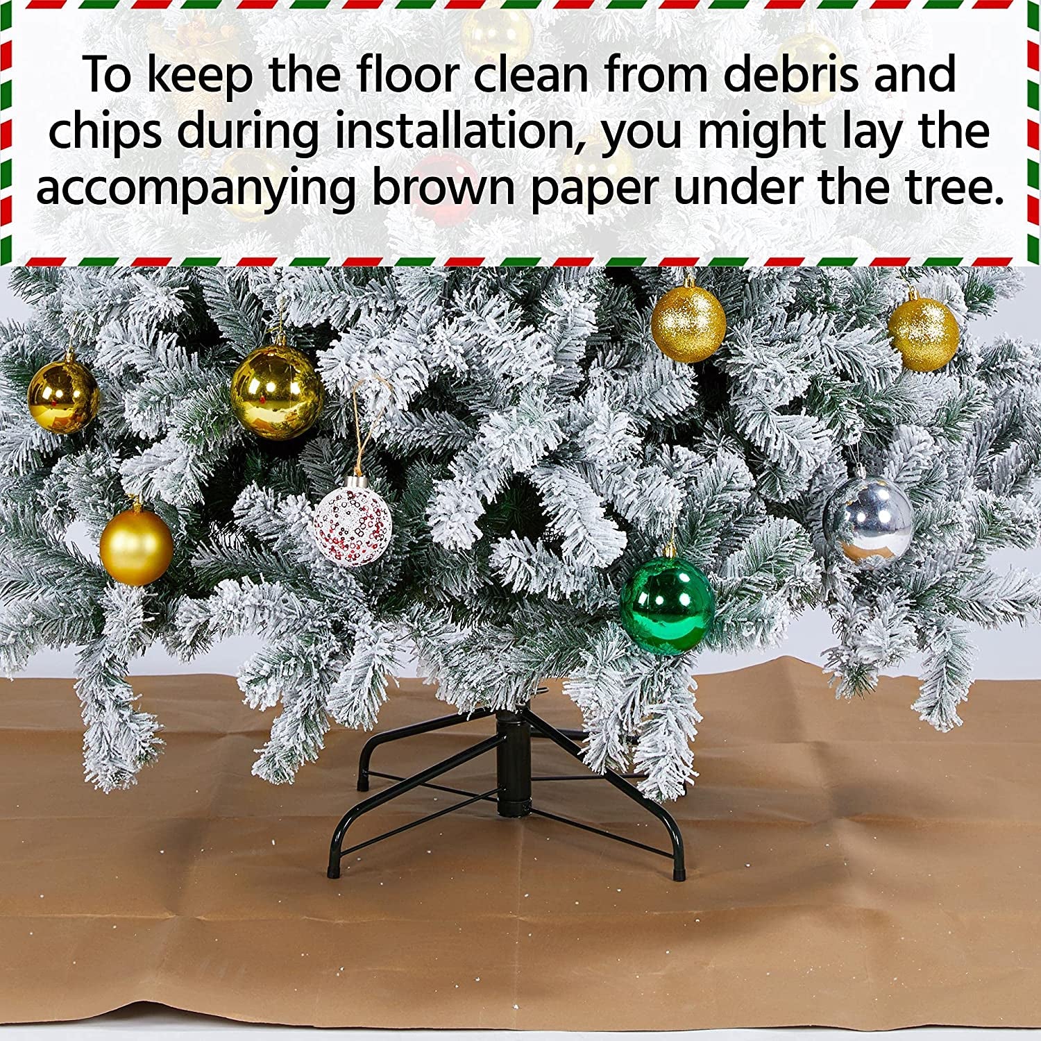 6Ft Pre-Lit Artificial Christmas Tree with Incandescent Warm White Lights, Snow Flocked Full Prelighted Xmas Tree W/820 Branch Tips, 250 Incandescent Lights & Foldable Stand, Green & White