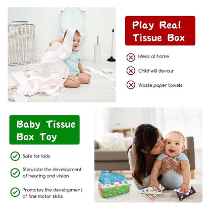 Baby Tissue Box Montessori Educational Toys Colorful Soft Sensory Toy for Toddler Finger Exercise Pumping Silk Scarf Gifts 0-18M