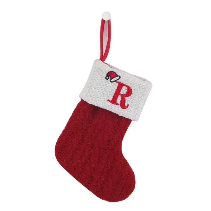 Christmas Alphabet Knitting Socks Christmas Tree Ornaments Christmas Decorations for Home 2025 Noel New Year 2026 Xmas Gift