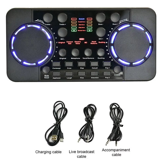 V300 Pro Sound Card Bluetooth-Compatible Audio Interface Mixer DJ Digital Effect Noise Reduction Console USB Record for Singing