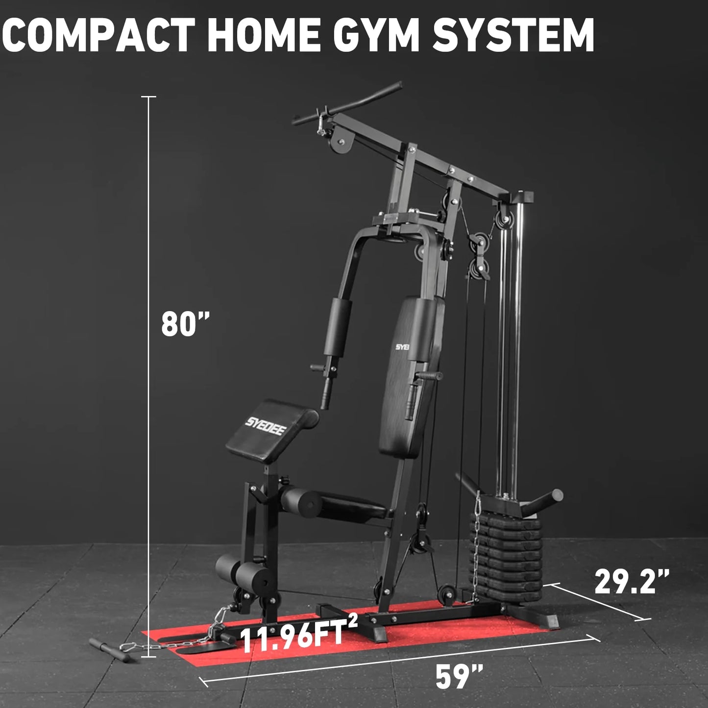 Home Gym Workout Station, Full Body Traning Weight Cable Machine with 138Lbs Weight Stack