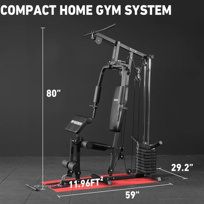 Home Gym Workout Station, Full Body Traning Weight Cable Machine with 138Lbs Weight Stack