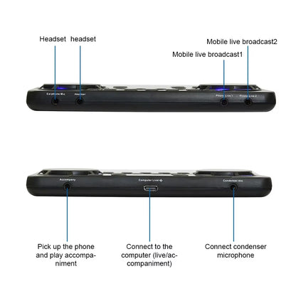 V300 Pro Sound Card Bluetooth-Compatible Audio Interface Mixer DJ Digital Effect Noise Reduction Console USB Record for Singing