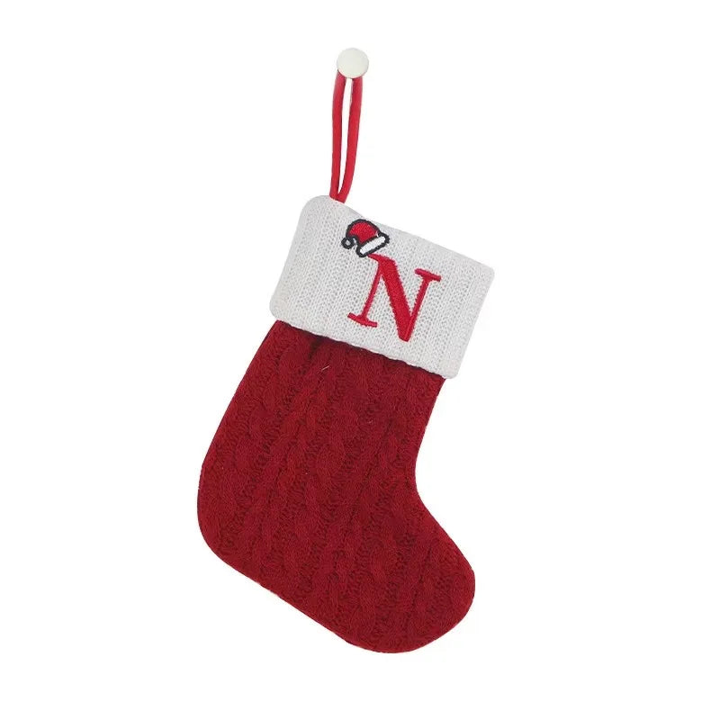 Christmas Alphabet Knitting Socks Christmas Tree Ornaments Christmas Decorations for Home 2025 Noel New Year 2026 Xmas Gift