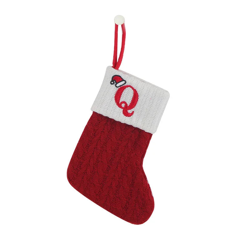 Christmas Alphabet Knitting Socks Christmas Tree Ornaments Christmas Decorations for Home 2025 Noel New Year 2026 Xmas Gift