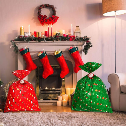 Large Christmas Gift Bags, 36" X 44" Large Christmas Bags, Jumbo Christmas Gift Bags, Extra Large Christmas Gift Bags with Name Tag Card and String (6 PCS)