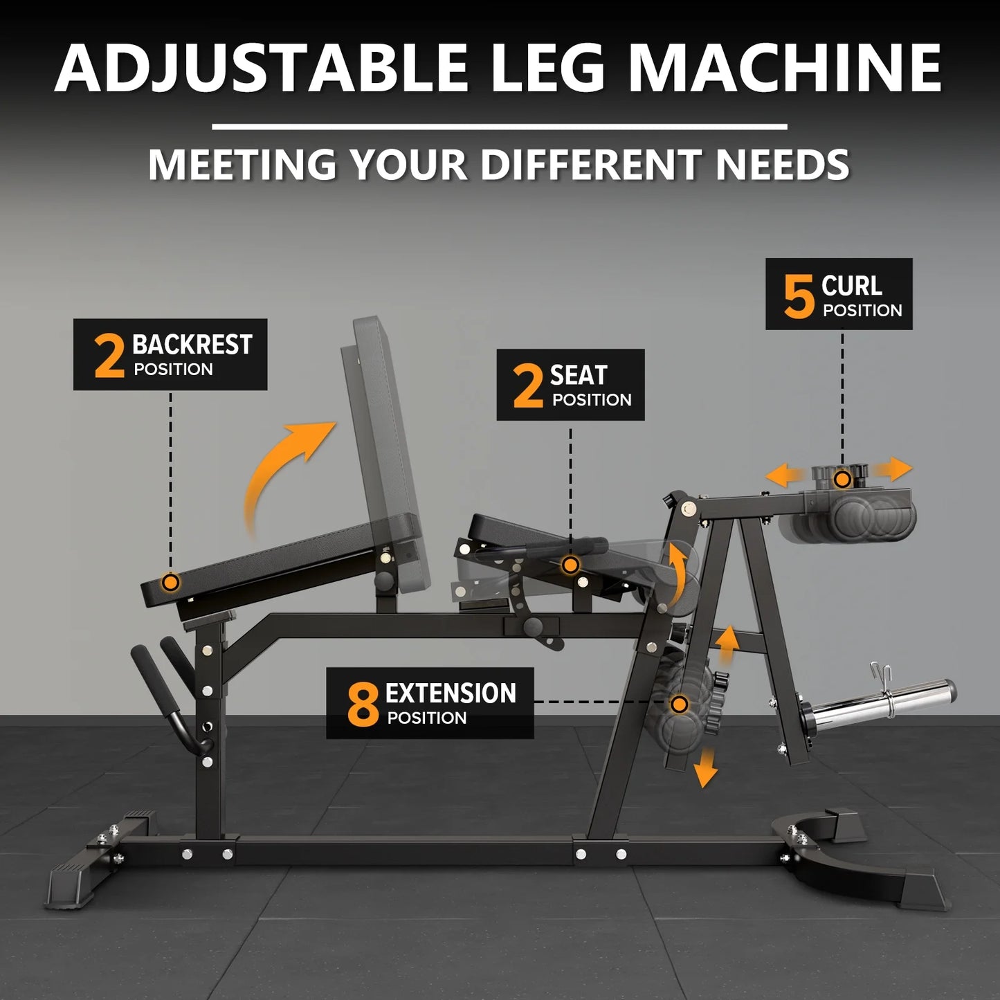 Leg Extension and Curl Machine, Seated Leg Extension Machine and Lying Leg Curl Machine for Home Gym with 600Lbs, Adjustable Leg Machine, Workout Equipment