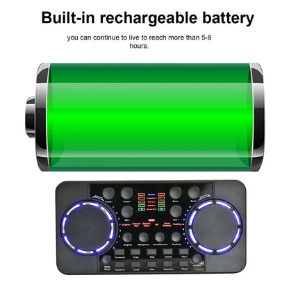V300 Pro Sound Card Bluetooth-Compatible Audio Interface Mixer DJ Digital Effect Noise Reduction Console USB Record for Singing