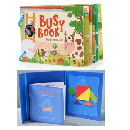 Montessori Baby Busy Book My First Quiet Book Paste Early Learning Education Toy Children Toy Matching Game for Babies 2 3 Years