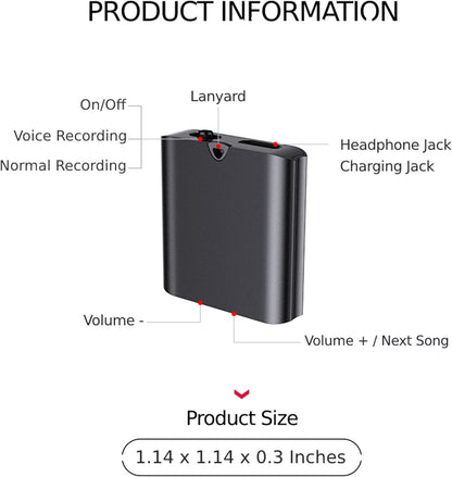 Q63 Professional Mini Voice Activated Recorder, 30 Day Standby Recording, Aluminum Alloy Body, Magnetic, HD Noise Reduction, for Car, Office, Home, Easy to Hide (16 GB)