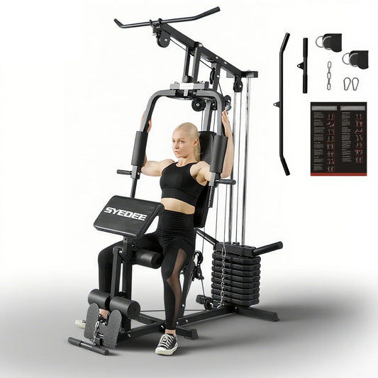 Home Gym Workout Station, Full Body Traning Weight Cable Machine with 138Lbs Weight Stack