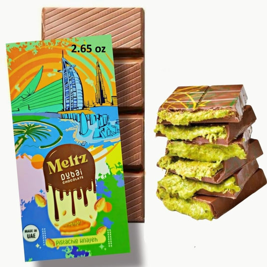 Dubai Chocolate Kunafa Pistachio (The Original), 2.65 Oz - 75 Grams - Imported from DUBAI UAE