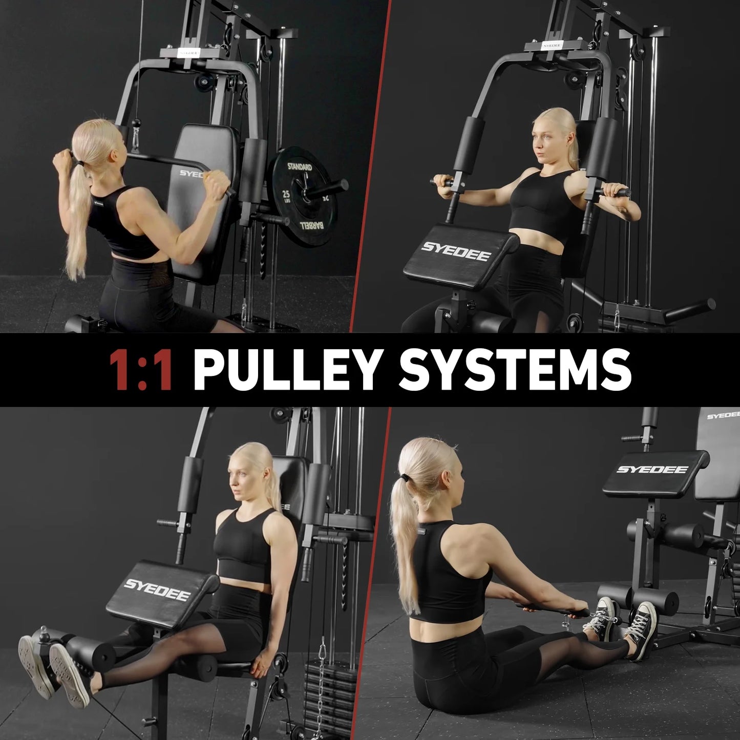 Home Gym Workout Station, Full Body Traning Weight Cable Machine with 138Lbs Weight Stack