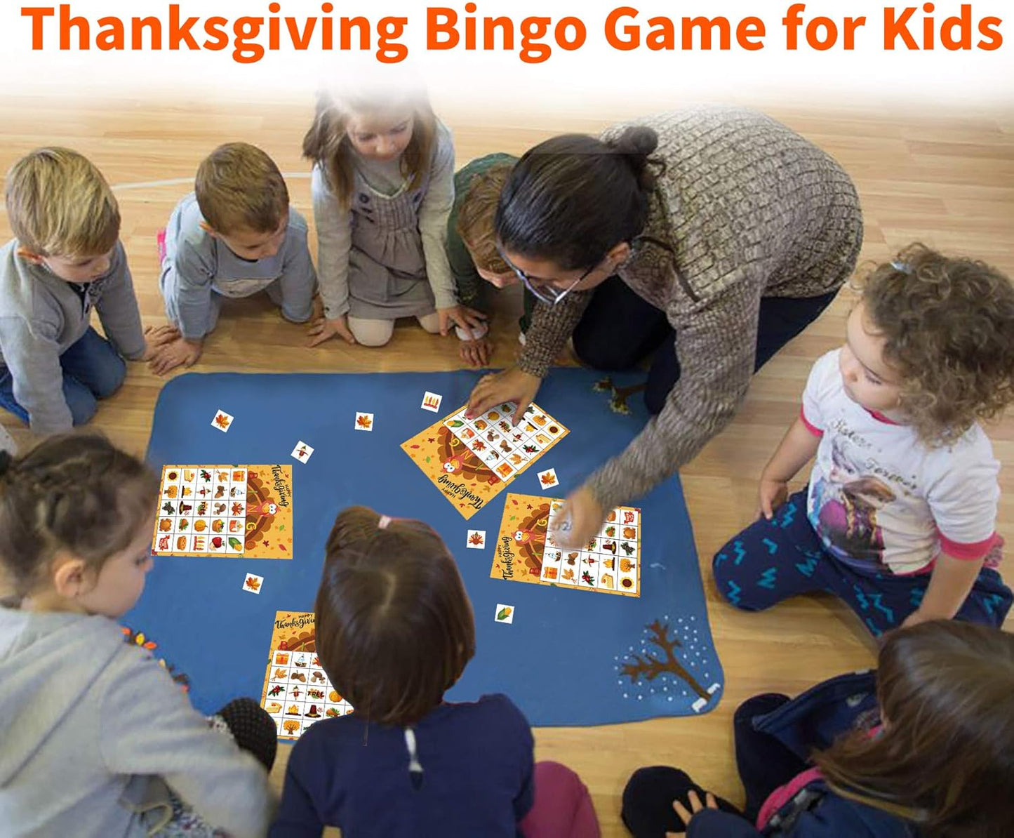Thanksgiving Bingo Game - 24 Player Cards, Family & Toddler Friendly, Classroom Party Activities