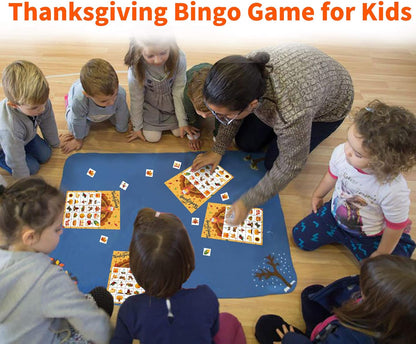 Thanksgiving Bingo Game - 24 Player Cards, Family & Toddler Friendly, Classroom Party Activities