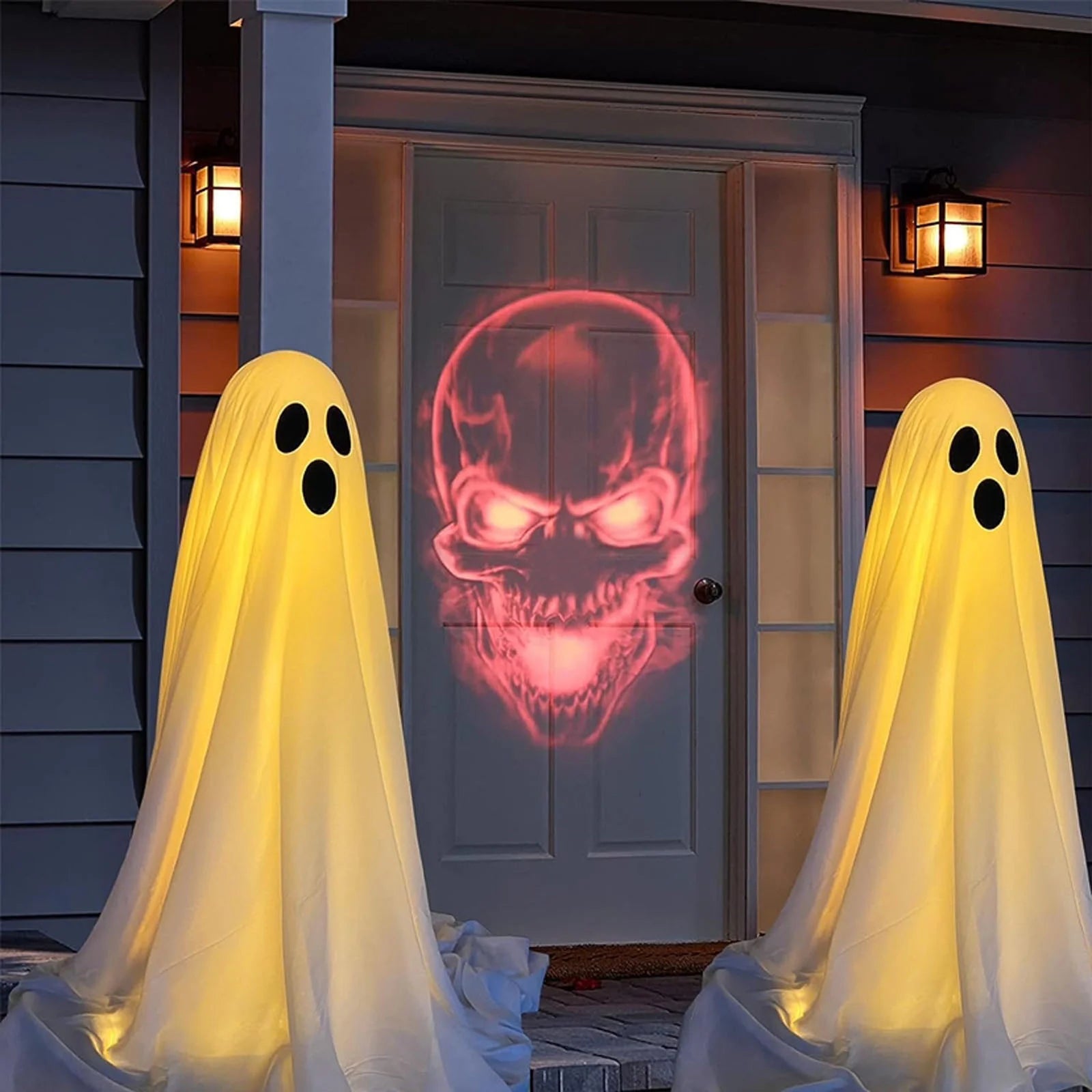 Halloween Decorations Ghosts for the Front Porch Courtyard Cute Decor Outdoor for Home outside Yard Lawn Garden Party Supplies (White)