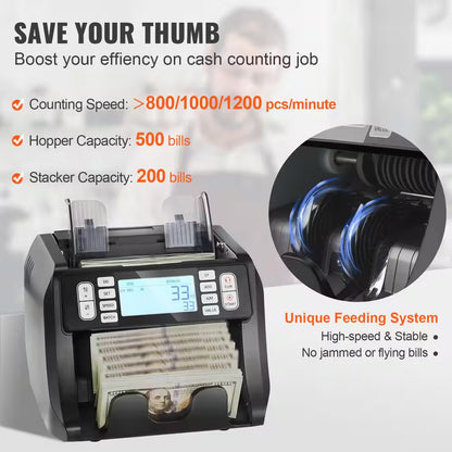 Money Counter Machine, Bill Counter with IR and DD Counterfeit Detection, USD Cash Counting Machine, Sewing Machine