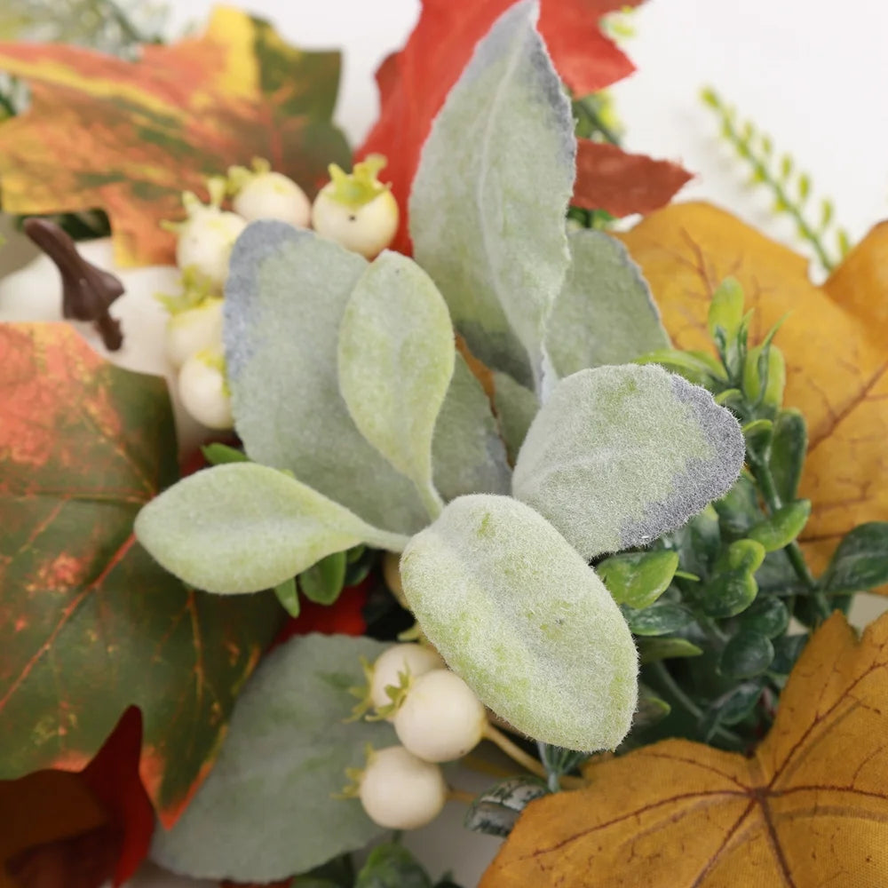 18" Fall Wreath Fall Decorations for Front Door with Pumpkins Berry Artificial Maples Leaves Wreath Autumns Harvest Fall Thanksgivings Decoration Indoor Outdoor