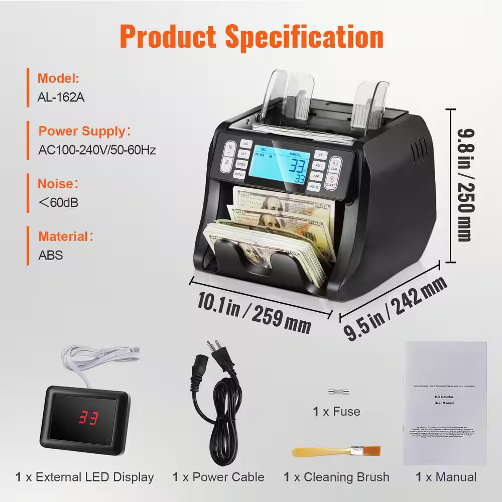 Money Counter Machine, Bill Counter with IR and DD Counterfeit Detection, USD Cash Counting Machine, Sewing Machine