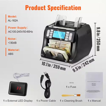 Money Counter Machine, Bill Counter with IR and DD Counterfeit Detection, USD Cash Counting Machine, Sewing Machine