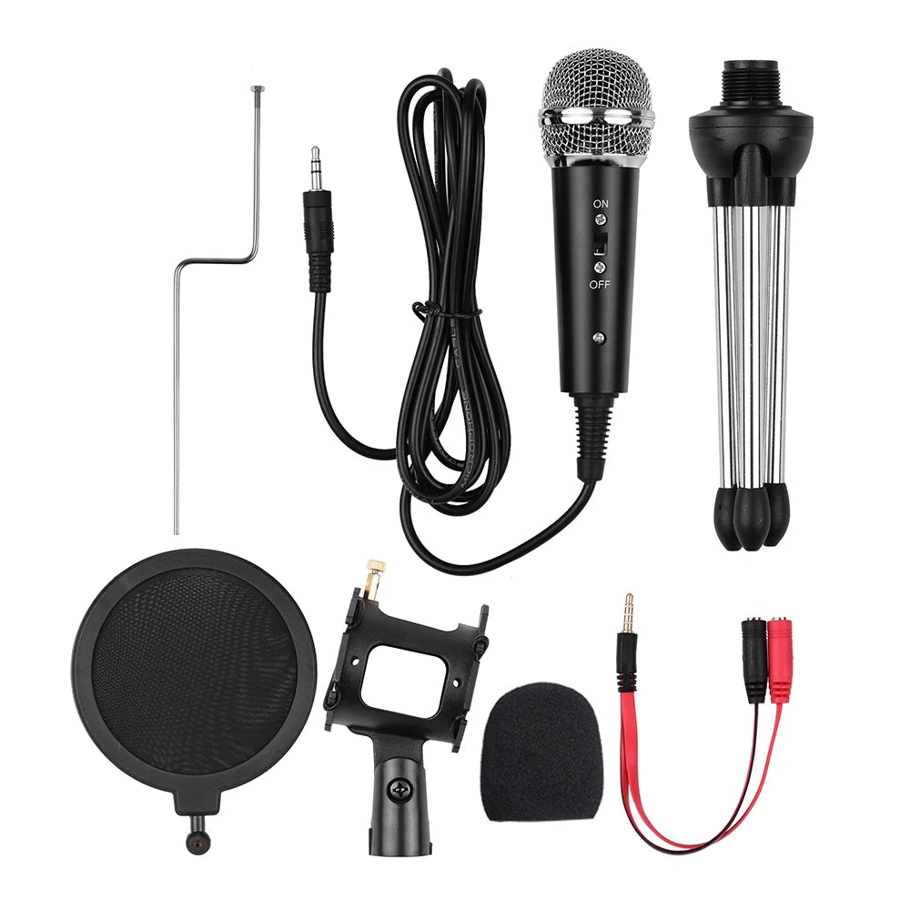 Pc/Phone Microphone,3.5Mm Plug+Play Home Recording Studio Equipment for Live Broadcast Conferencing Chatting