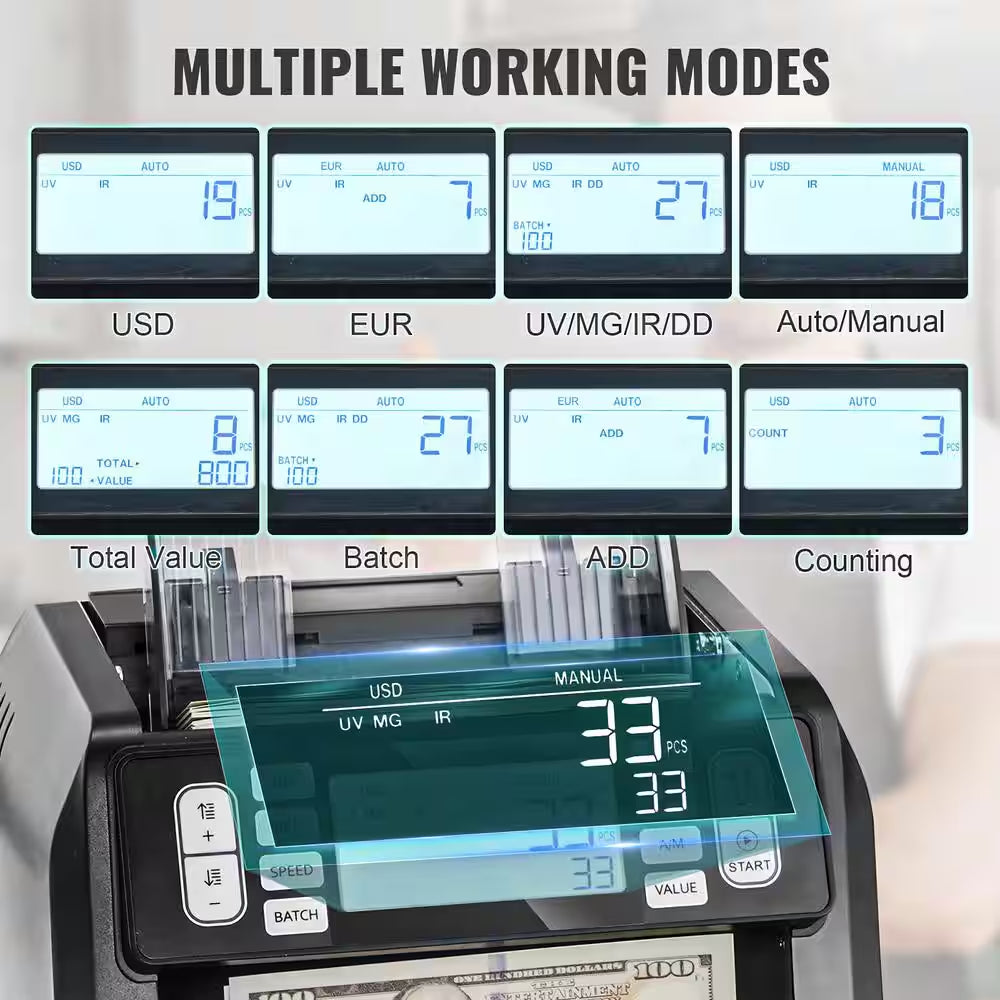 Money Counter Machine, Bill Counter with IR and DD Counterfeit Detection, USD Cash Counting Machine, Sewing Machine