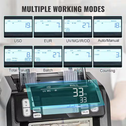 Money Counter Machine, Bill Counter with IR and DD Counterfeit Detection, USD Cash Counting Machine, Sewing Machine