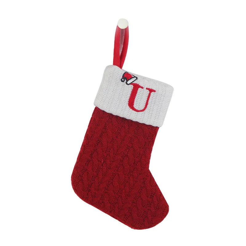 Christmas Alphabet Knitting Socks Christmas Tree Ornaments Christmas Decorations for Home 2025 Noel New Year 2026 Xmas Gift